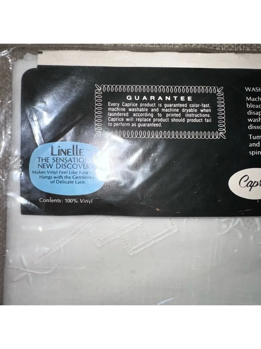 NOS Vintage Classique Caprice Virgin Vinyl Linelle Table Cloth 52X70 Made In USA